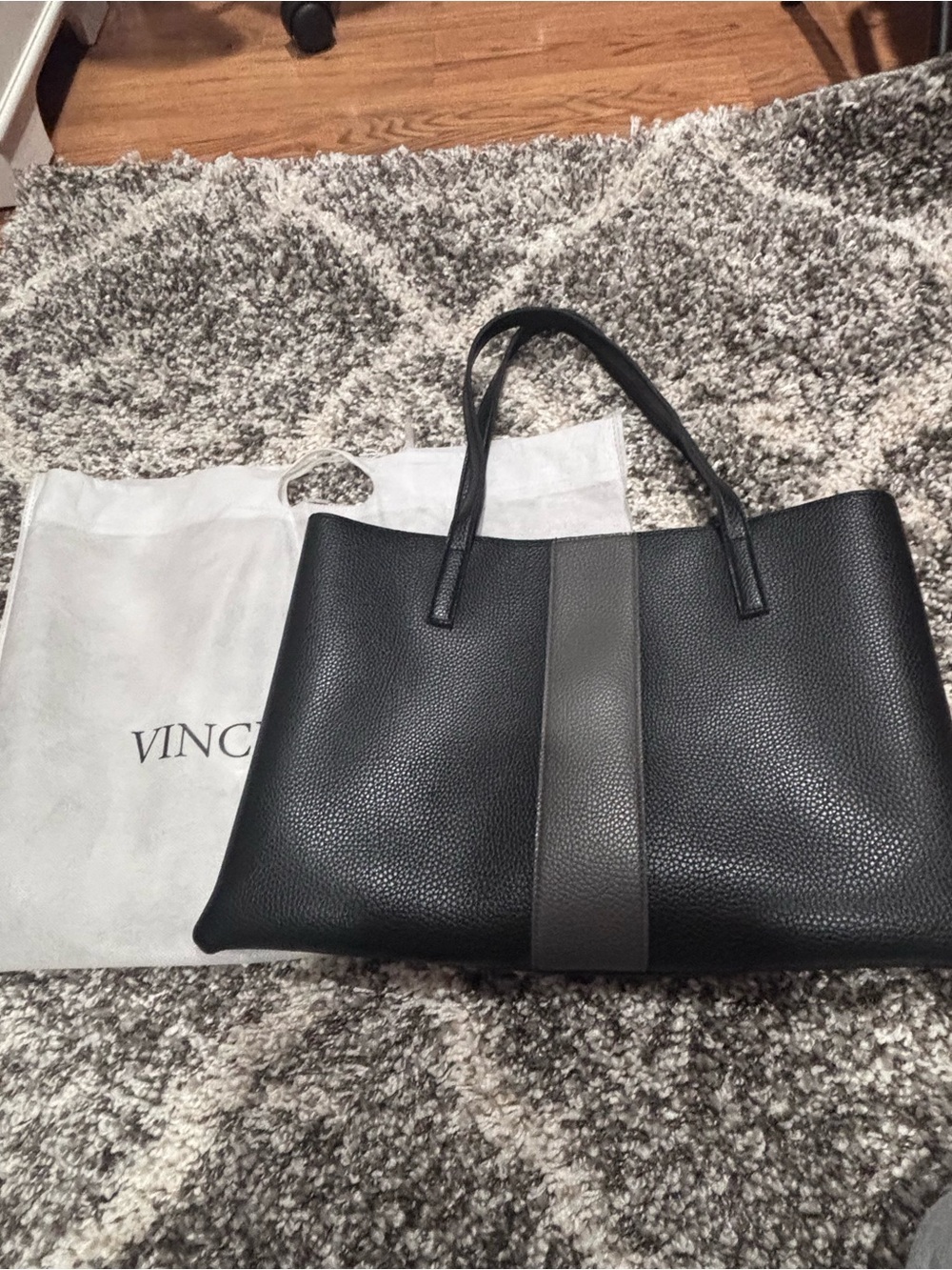 Vince Black Tote with Gray Center Panel